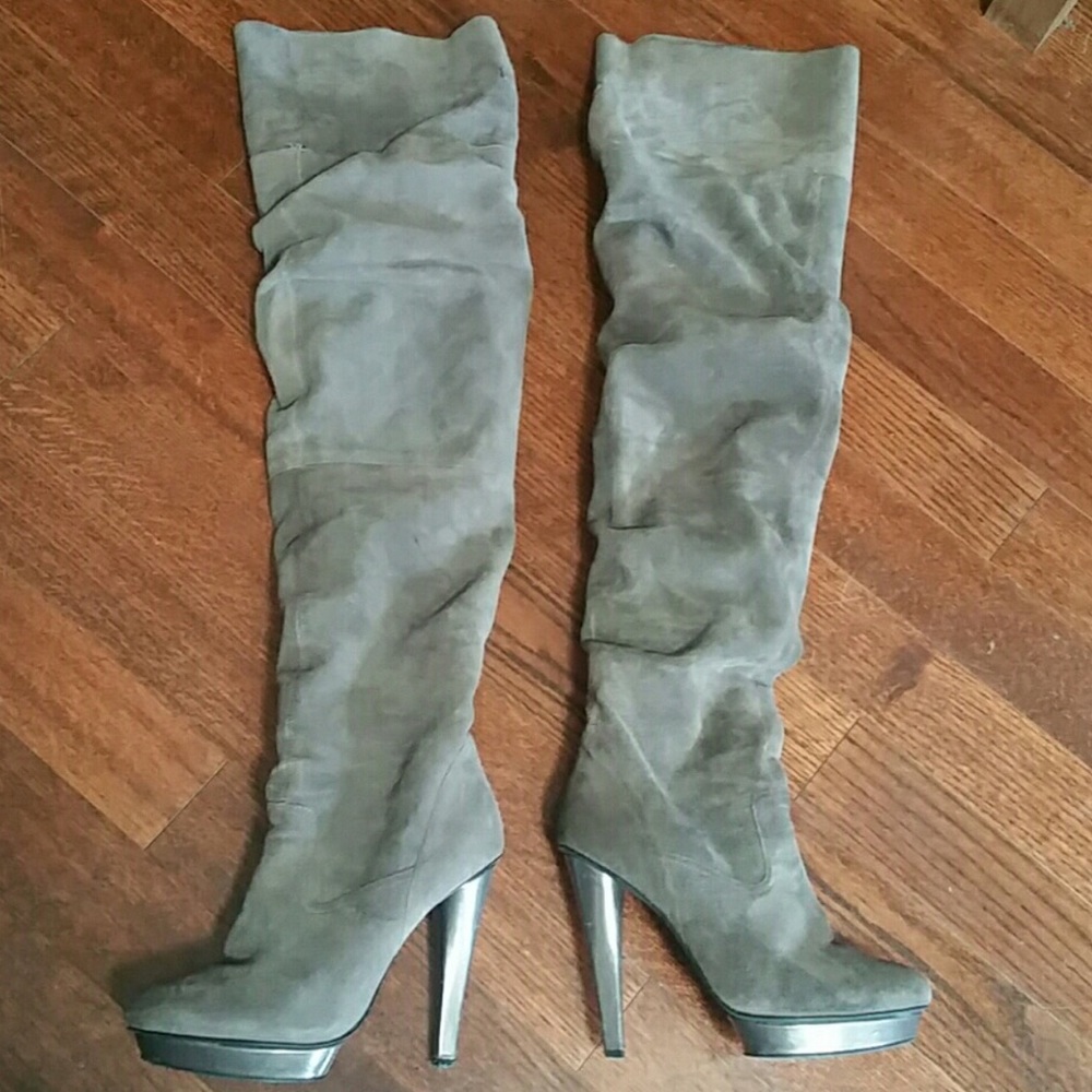 Steve Madden grey suede over the knee boot